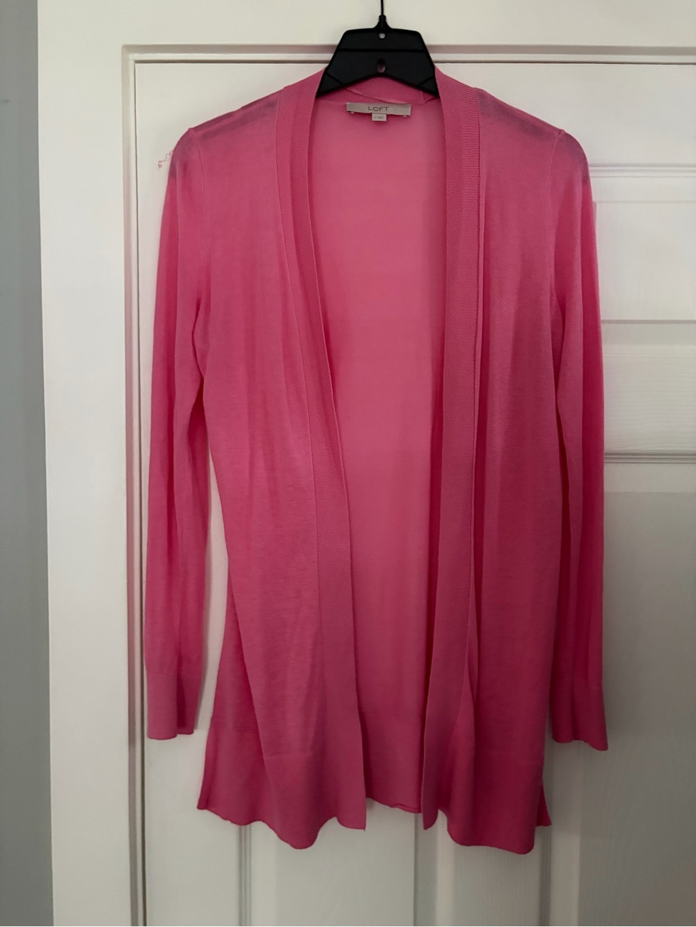 LOFT Bright Pink Open-Front Lightweight Cardigan